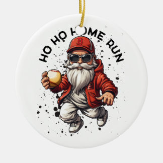 Ho Ho Home Springa Baseball Santa Julgransprydnad Keramik