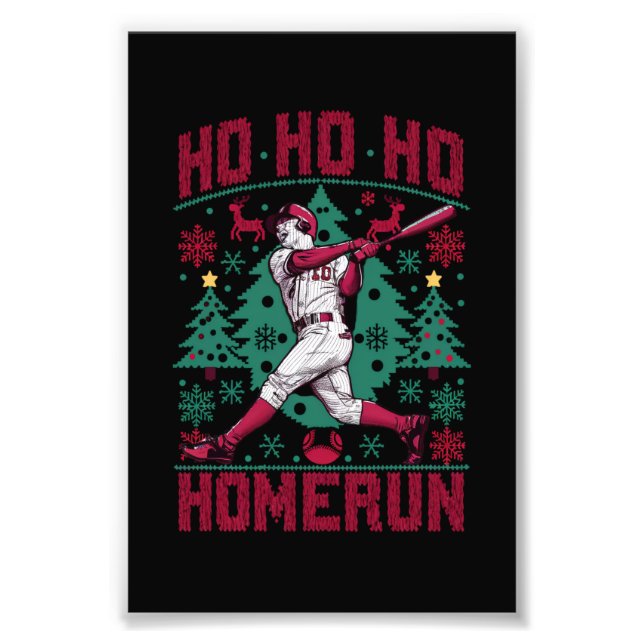 Ho Ho Homerun Baseball Ugly jul Sweater Fototryck (Framsidan)
