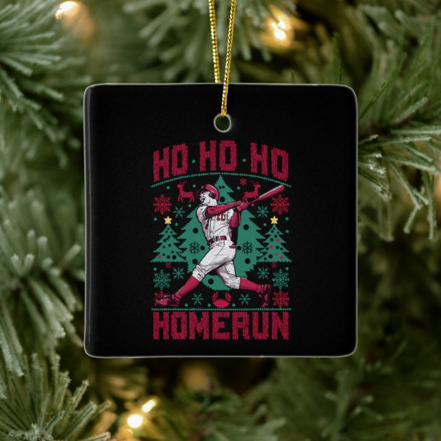 Ho Ho Homerun Baseball Ugly jul Sweater Julgransprydnad Keramik (Träd)