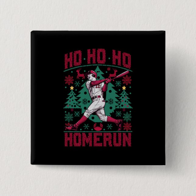 Ho Ho Homerun Baseball Ugly jul Sweater Knapp (Framsida)