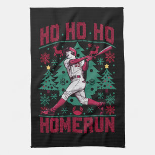 Ho Ho Homerun Baseball Ugly jul Sweater Kökshandduk
