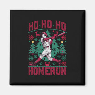 Ho Ho Homerun Baseball Ugly jul Sweater Magnet