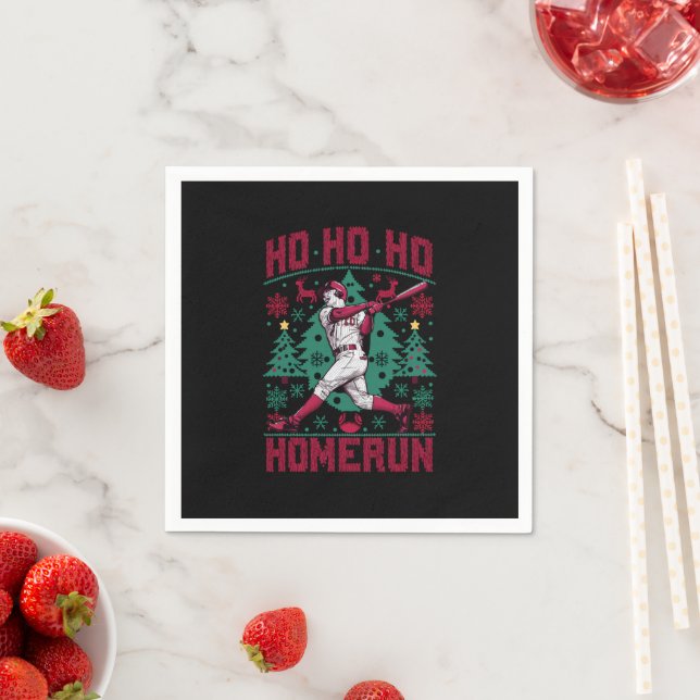 Ho Ho Homerun Baseball Ugly jul Sweater Pappersservett (Insitu)