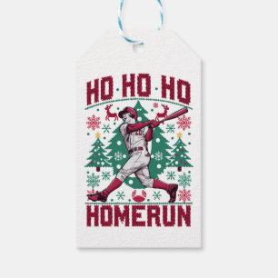 Ho Ho Homerun Baseball Ugly jul Sweater Presentetikett