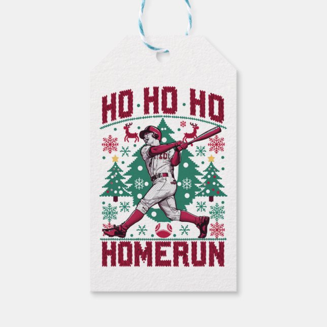 Ho Ho Homerun Baseball Ugly jul Sweater Presentetikett (Baksidan)