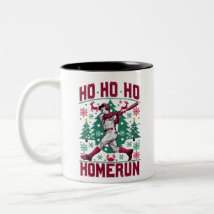 Ho Ho Homerun Baseball Ugly jul Sweater Två-Tonad Mugg