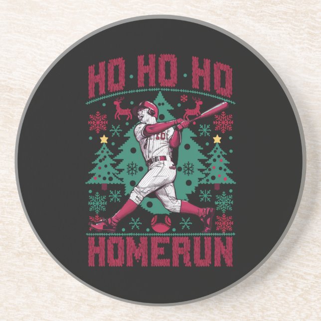 Ho Ho Homerun Baseball Ugly jul Sweater Underlägg (Framsidan)
