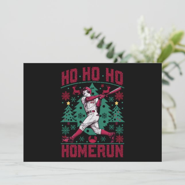 Ho Ho Homerun Baseboll Fula Jultröjor  Julkort (Stående Fram)