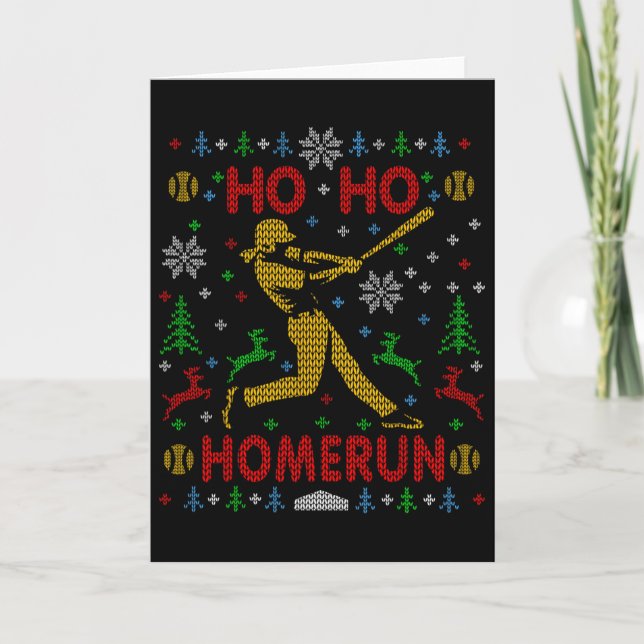 Ho Ho Homerun Fastpitch Softbyll Fula Jul Tröja Kort (Framsida)