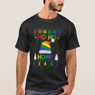 Ho Ho Homo Gay jul HGBT Rainbow Santa Hat Ug T Shirt