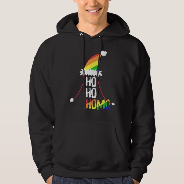 Ho Ho Homo Girls Santa Hat-Pridet Fl Hoodie (Framsida)