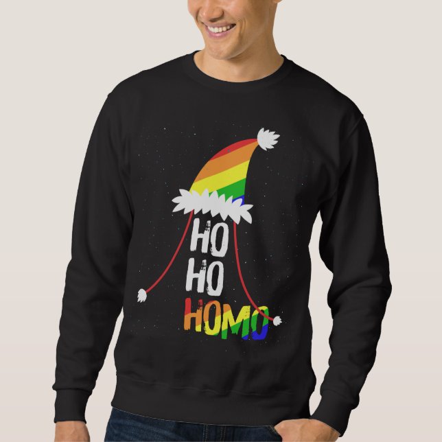 Ho Ho Homo Girls Santa Hat-Pridet Fl Lång Ärmad Tröja (Framsida)