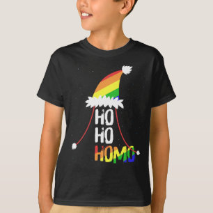 Ho Ho Homo Girls Santa Hat-Pridet Fl T Shirt
