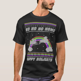 Ho Ho Homo Lycklig Holigays LGBT Ugly jul S T Shirt