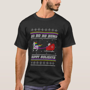 Ho Ho Homo Lycklig Holigays LGBT Ugly jul S T Shirt