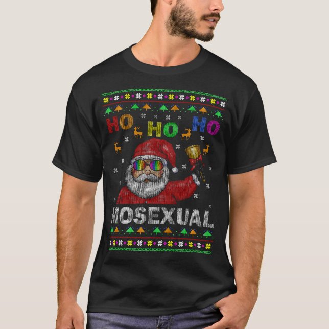 Ho Ho Homosexual jultomten Helgdag Gay pride T Shirt (Framsida)