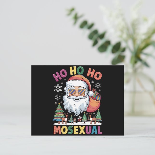 Ho Ho Homosexuell Jul Tomte Högtid Gay Pride Helg Vykort (Stående Fram)