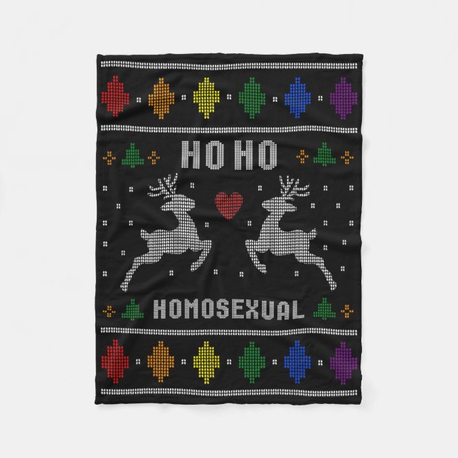 Ho Ho Homoual Gay Julafton Pride Ugly God Jul Swea Fleecefilt (Framsidan)