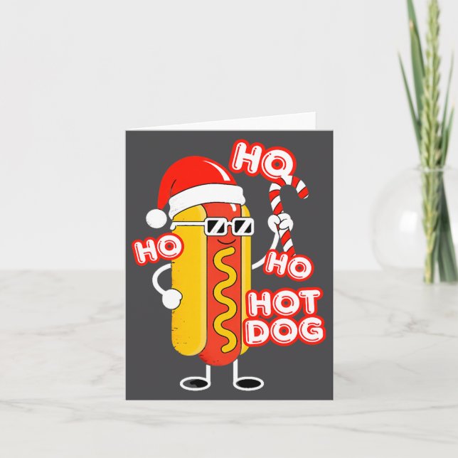 Ho Ho Hot Dog Funny Christmas– Festive Hot Dog In  Kort (Framsida)