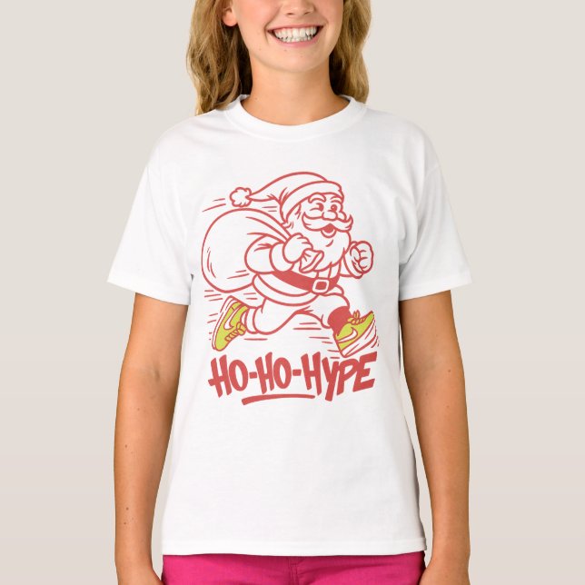 "Ho-Ho-Hype - Streetwear Santa Sneaker T Shirt (Framsida)