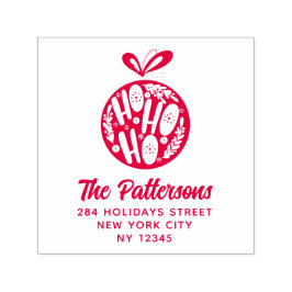 Ho Ho Jul Bauble Namn Returadress Självfärgande Stämpel