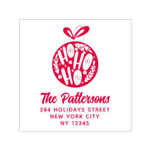 Ho Ho Jul Bauble Namn Returadress Självfärgande Stämpel