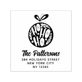 Ho Ho Jul Bauble Namn Returadress Självfärgande Stämpel