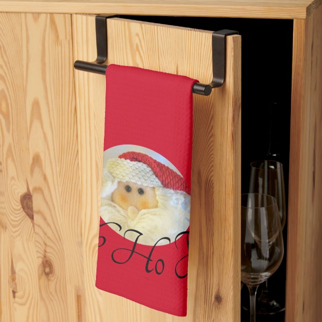 Ho Ho Jultomten Ansikte Red jul Kökshandduk (Thirds Fold)