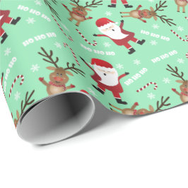 Ho Ho Jultomten Reindeer Polkagrisar Mönster Presentpapper