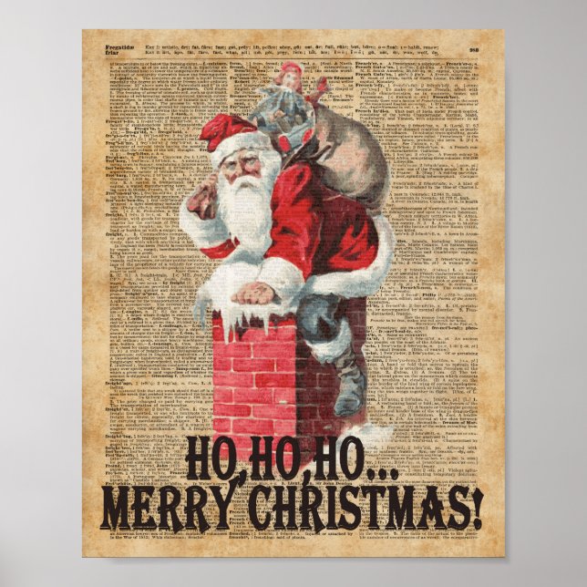 Ho,Ho Merry Chirstmas Jultomten Dictitionary Art Poster (Framsidan)