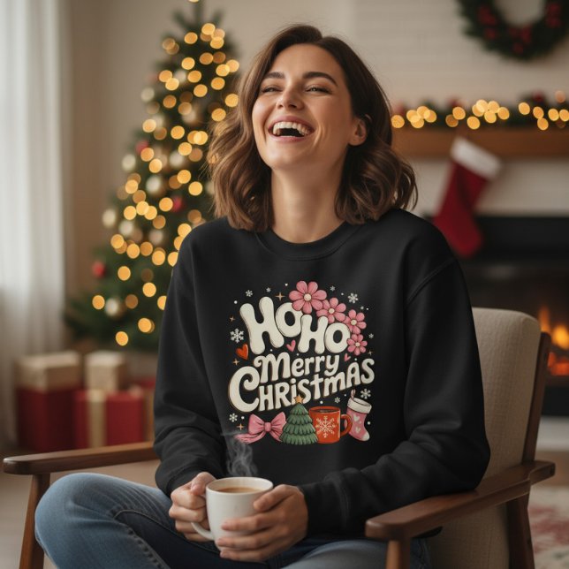 Ho Ho Merry Christmas Trees Festive Coquette Girly T Shirt (Skapare uppladdad)