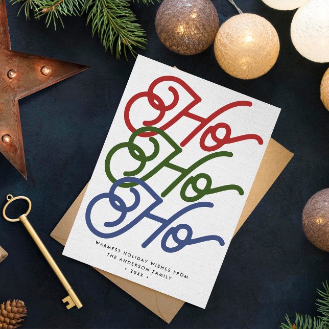 Ho ho Modern Unik typografi 2 foton Julkort (Skapare uppladdad)