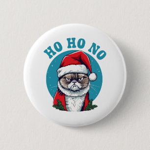 Ho ho nej - rolig grinig jul tomte katt knapp
