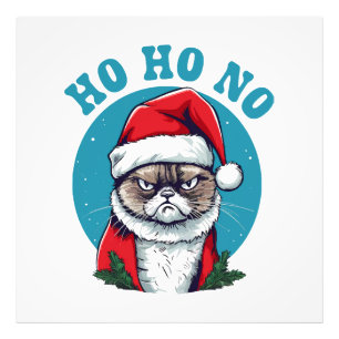 Ho ho nej - rolig grinig tomte katt fototryck