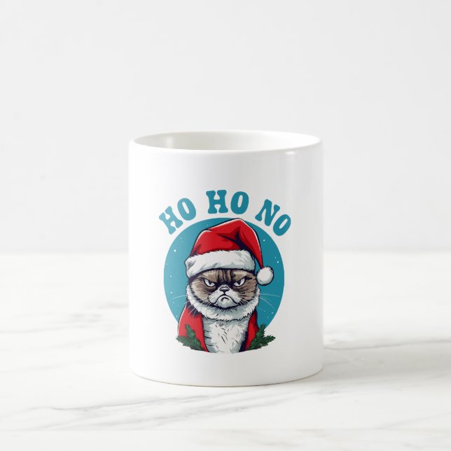 Ho ho nej - rolig grinig tomte katt kaffemugg (Center)