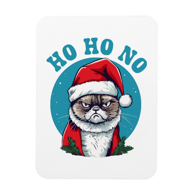 Ho ho nej - rolig grinig tomte katt magnet (Vertikal)