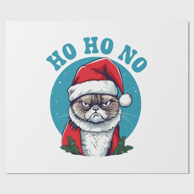 Ho ho nej - rolig grinig tomte katt presentpapper (Platt)