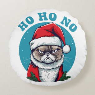 Ho ho nej - rolig grinig tomte katt rund kudde
