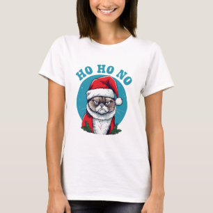 Ho ho nej - rolig grinig tomte katt t shirt