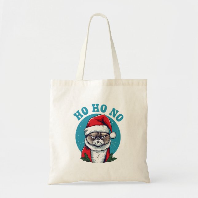 Ho ho nej - rolig grinig tomte katt tygkasse (Framsidan)