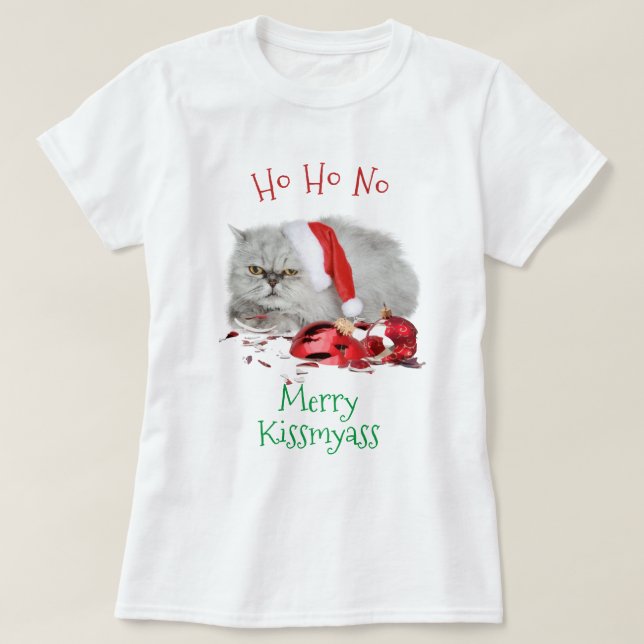 Ho HO No Anti jul Grumpy Kattunge T Shirt (Design framsida)