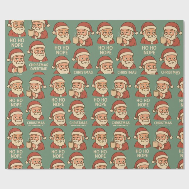 HO HO Nope Green Background Presentpapper (Platt)