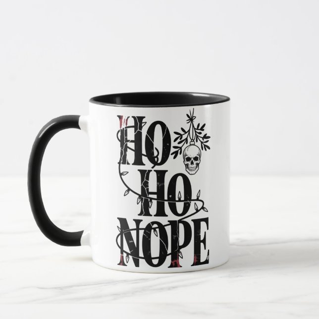 Ho Ho Nope" Rolig Spöklik Gotisk Dödskalle Mugg (Vänster)