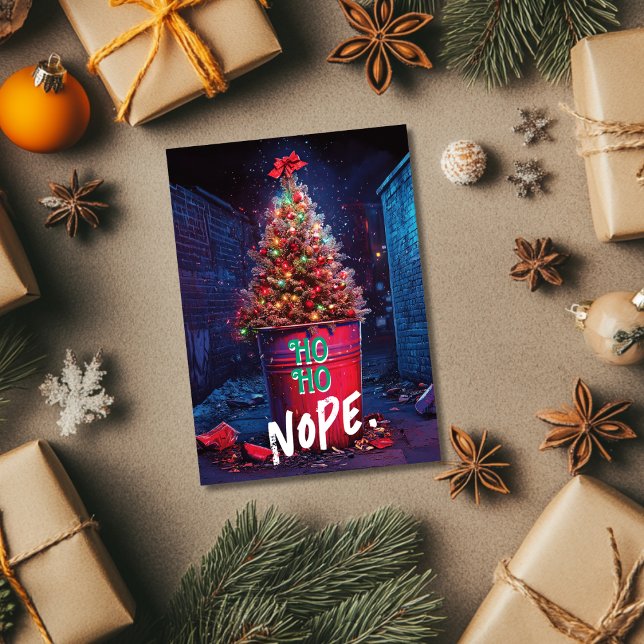 Ho Ho Nope Rude Julafton träd Sopor Can Sarkastic Julkort (Skapare uppladdad)