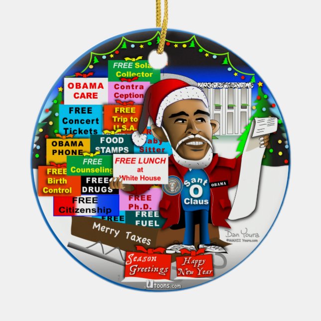 Ho Ho Obama Julgransprydnad Keramik (Framsidan)