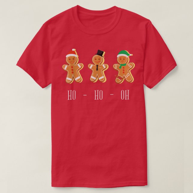 HO HO OH Funny Christmas Baking Gingerbread  T Shirt (Design framsida)