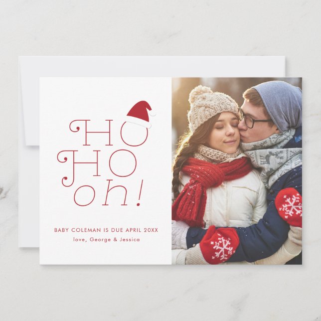 Ho Ho Oh julgravidmeddelande Julkort (Framsida)