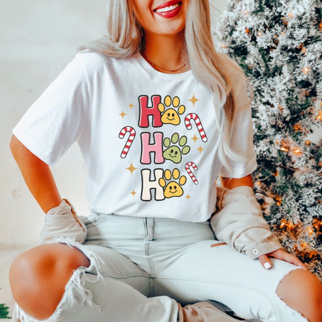 Ho Ho Paw Skriv ut jul T-Shirt (Skapare uppladdad)
