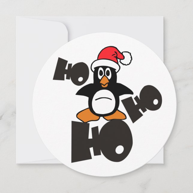 Ho Ho - Penguin - god jul + din text Julkort (Framsida)