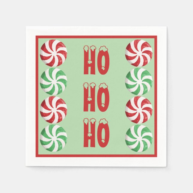HO HO Peppermint themed Napkins Pappersservett (Framsidan)